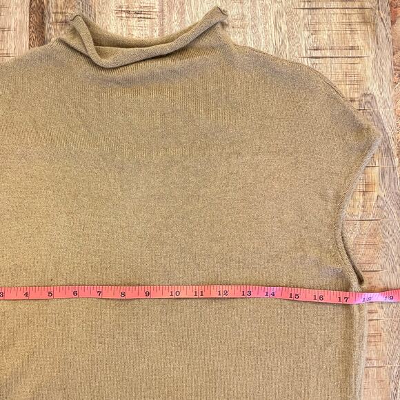 Vintage WinterSilks Sweater Vest Large 90s Silk Angora Rollneck Tan Preppy Work - Picture 8 of 9